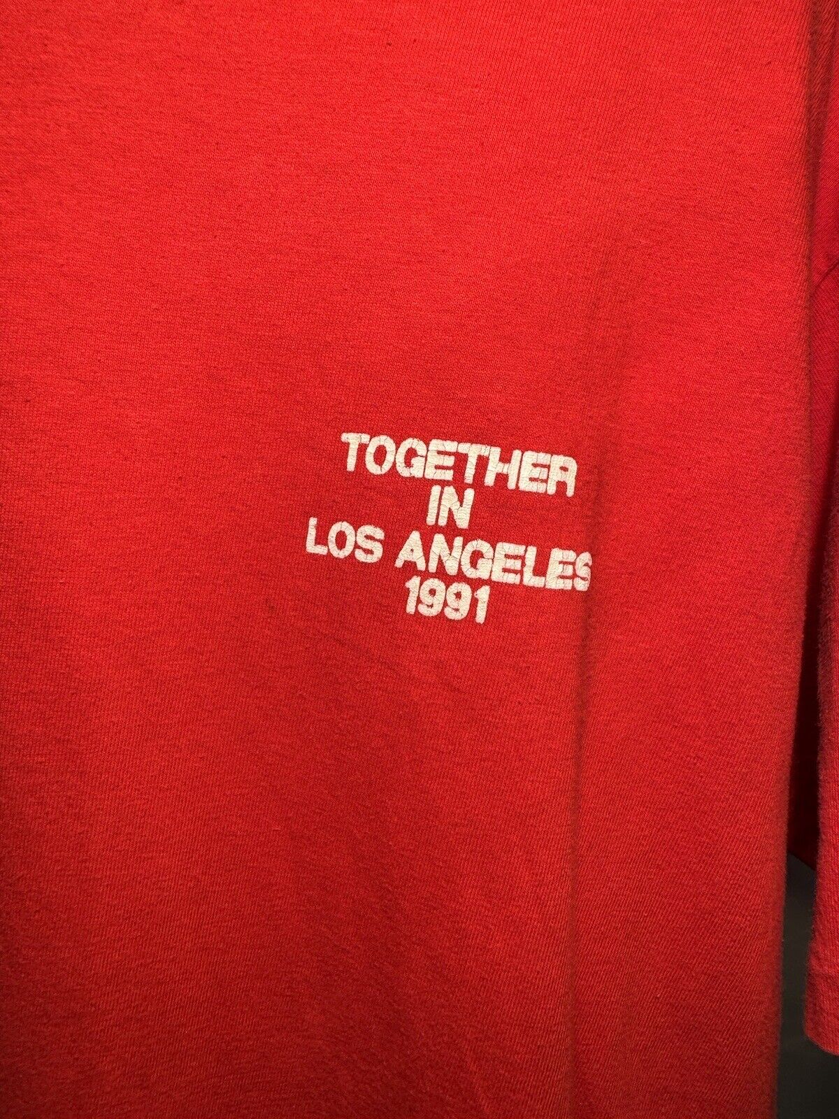 Vintage 1991 Together In Los Angeles T-Shirt Red Size XL Hanes Beefy Tee 