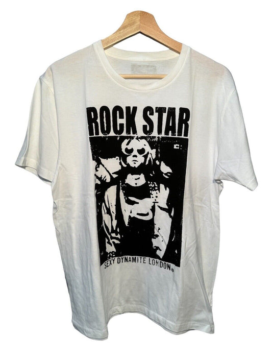 Sexy Dynamite London Rockstar T-Shirt Size M Kurt Cobain Jimi Hendrix Dbl Sided