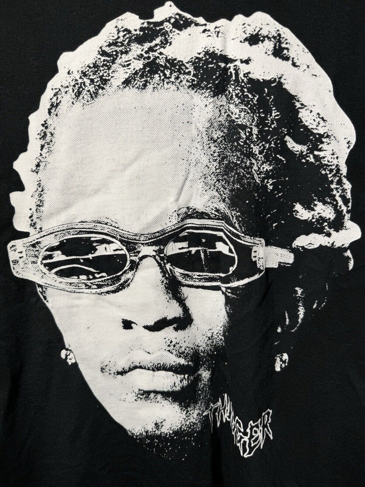 Young Thug T Shirt Sz S Black Big Face Graphic Tee Dbl Sided Hip Hop Rare Slatt 