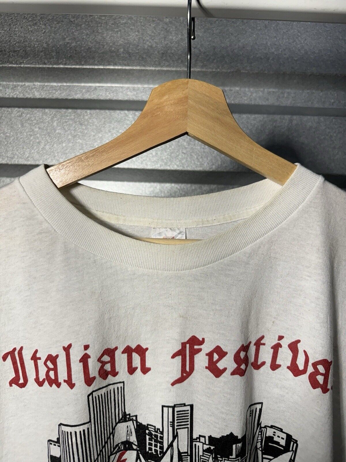 Vintage 1992 Italian Festival Single Stitch White T-Shirt XL Richmond Jaycees