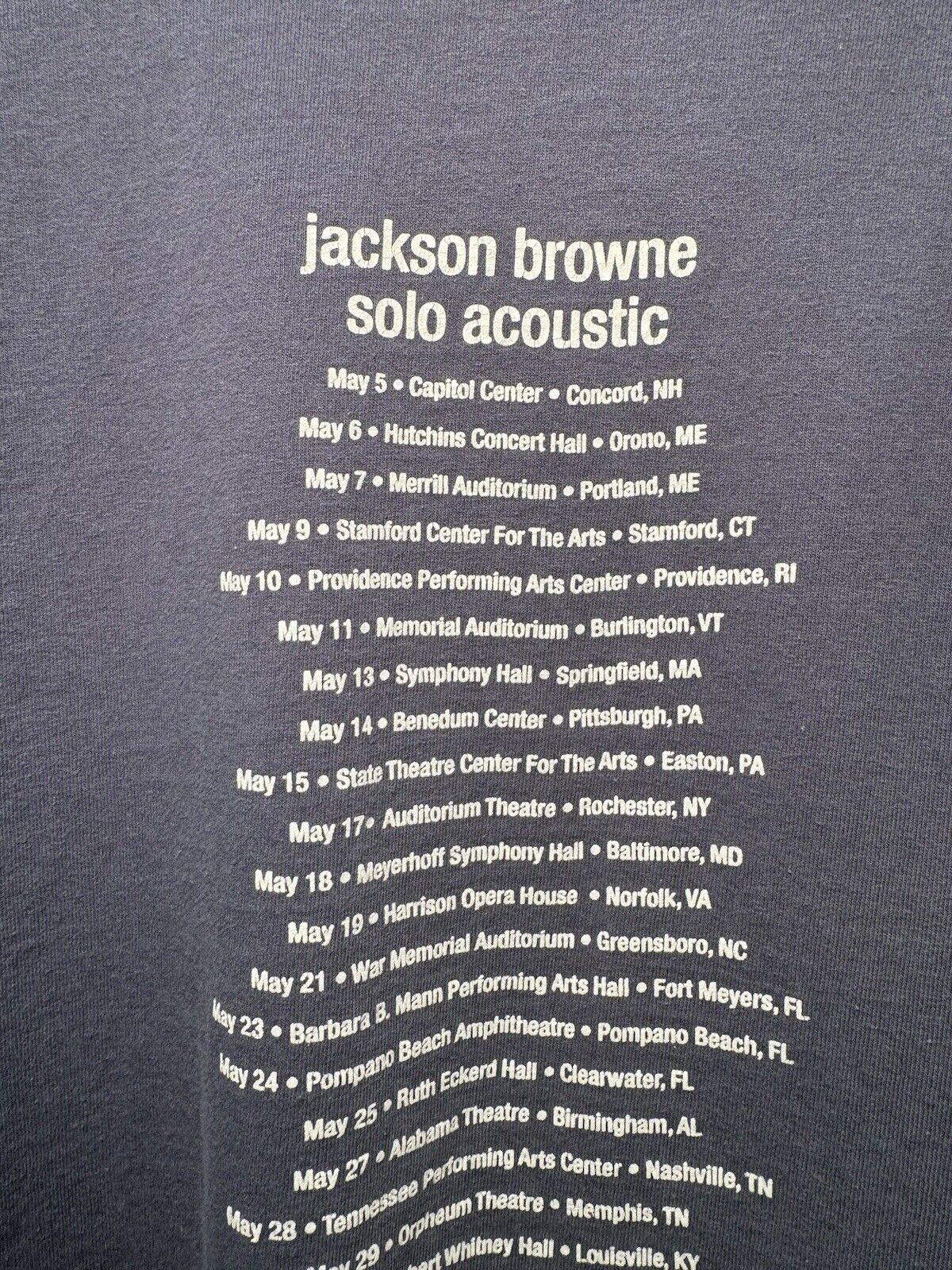 Vintage Jackson Browne 2002 Solo Acoustic Tour T-Shirt XL Single Stitch Music