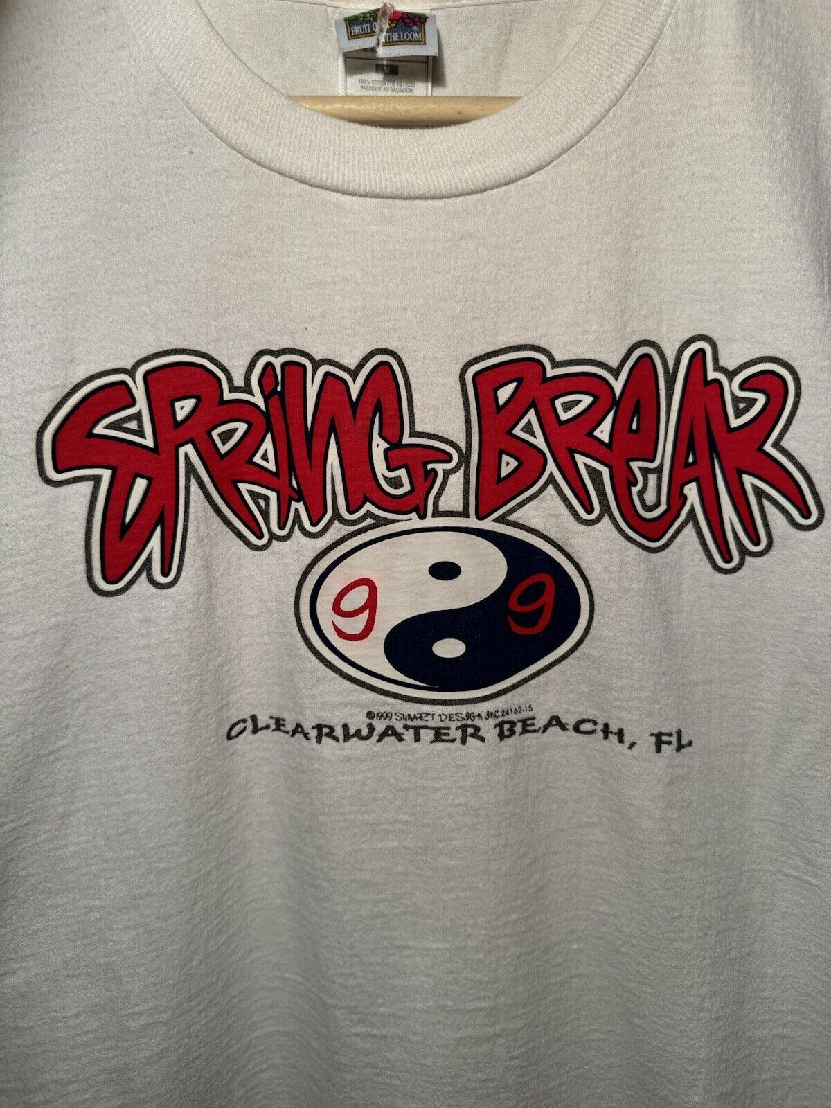 Vintage 1999 Spring Break T-Shirt Sz M White Clearwater Florida Tee 