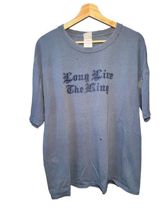 Vintage Long Live The King T-Shirt Blue Size XL Music Rock Short Sleeve Tee