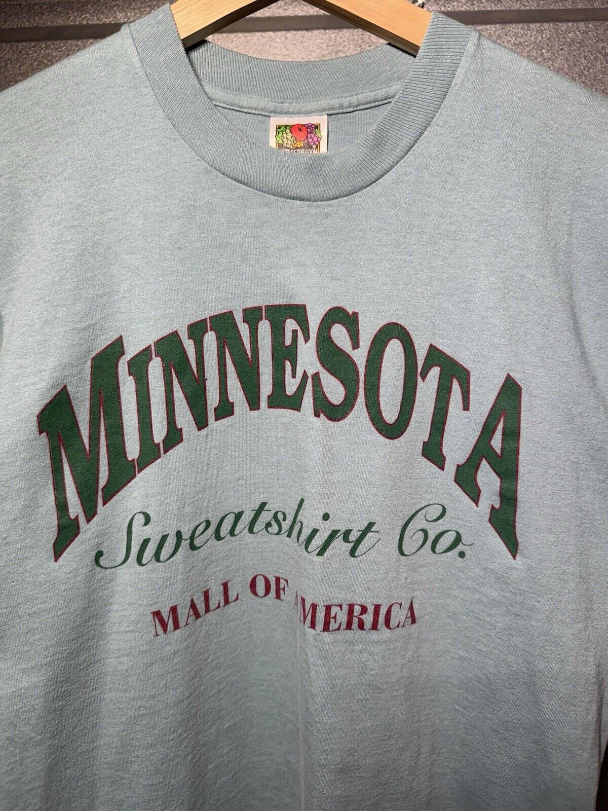 Vintage Minnesota Sweater M T-Shirt Mall of America Spellout Blue Single Stitch 