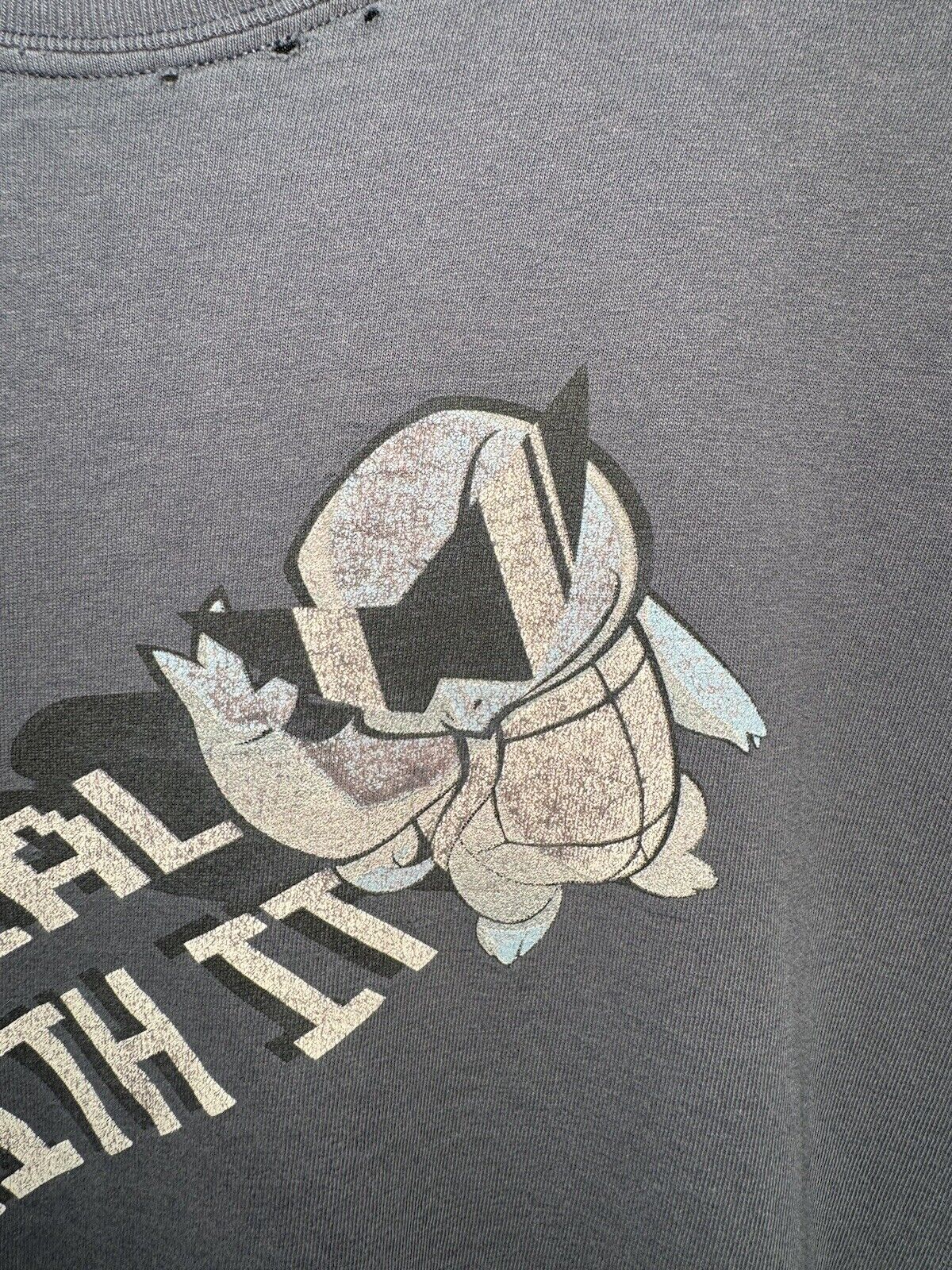 VINTAGE POKEMON SQUIRTLE T SHIRT Deal With It Blue Sz L Distressed RARE 