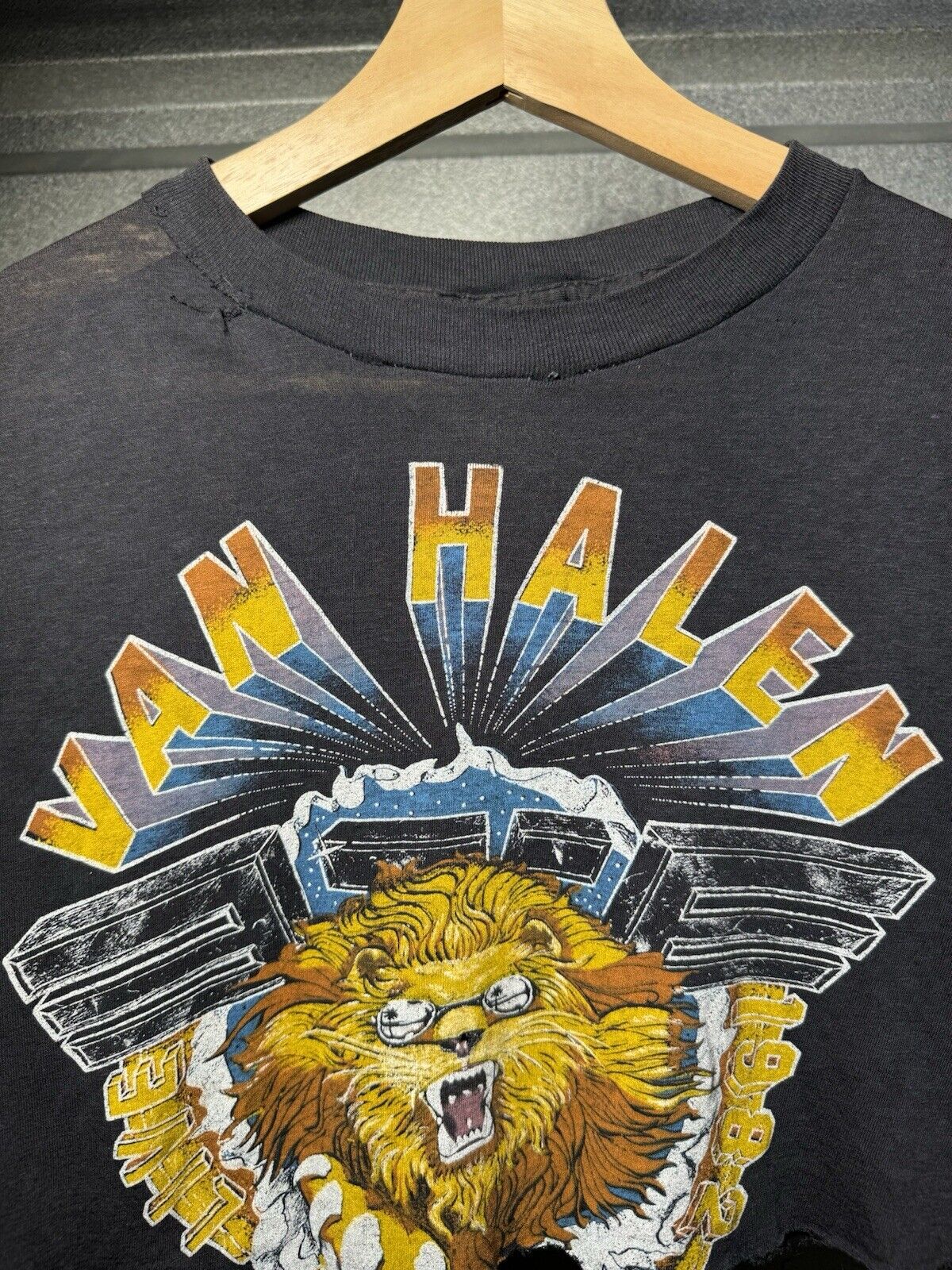 Vintage 1982 Van Halen Hide Your Sheep Down River Live Tour Band Tee Cropped 