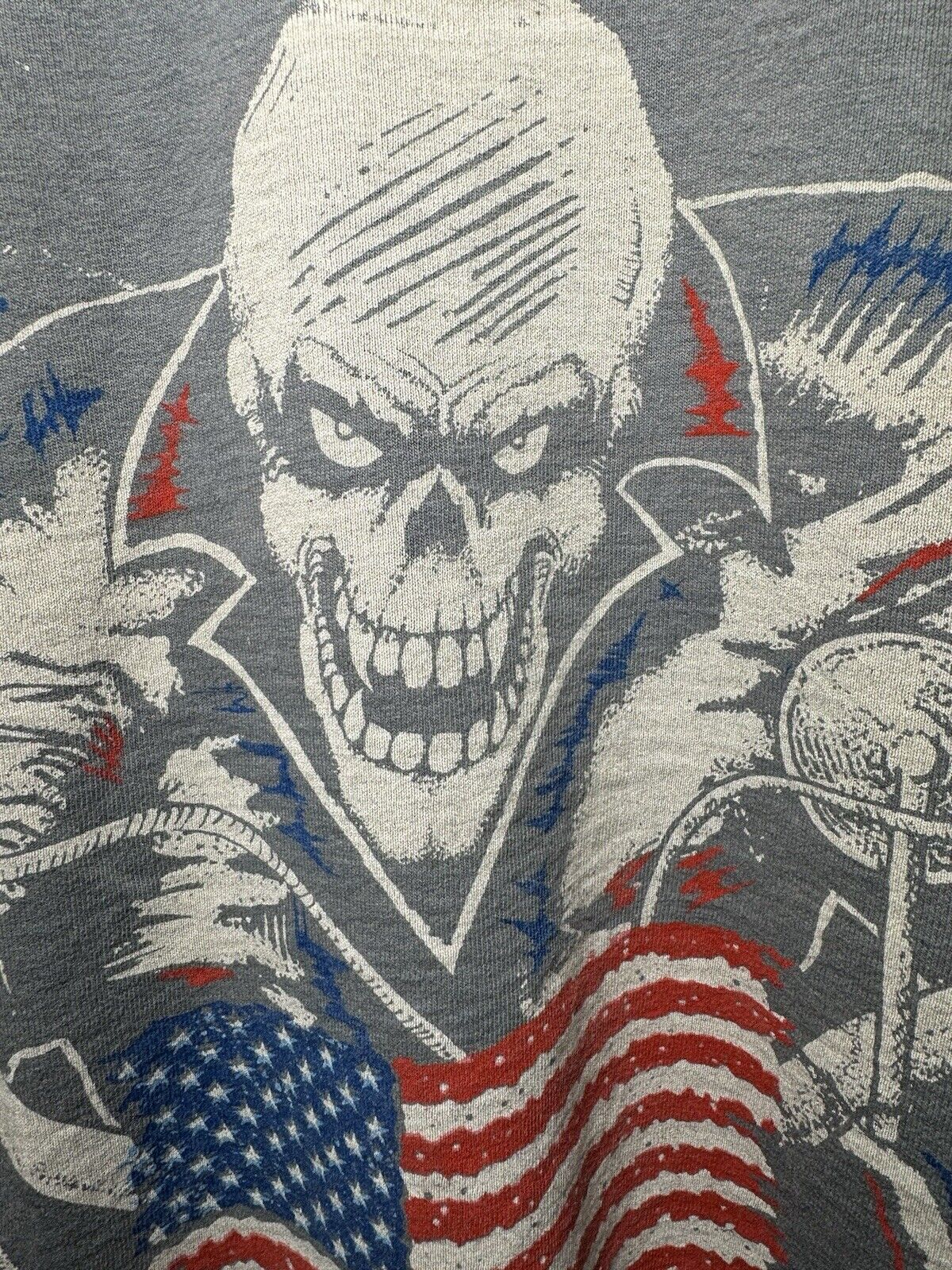 Vintage 1994 USA Biker Motorcycle Skull AOP Sz L Faded Fruit Of The Loom RARE