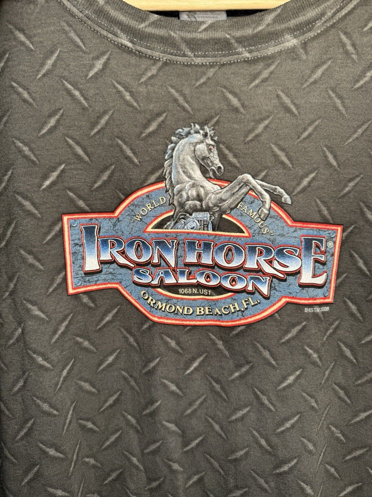 VTG Iron Horse Saloon T-Shirt Mens Large Gray 2008 Florida Bike Week Biker 