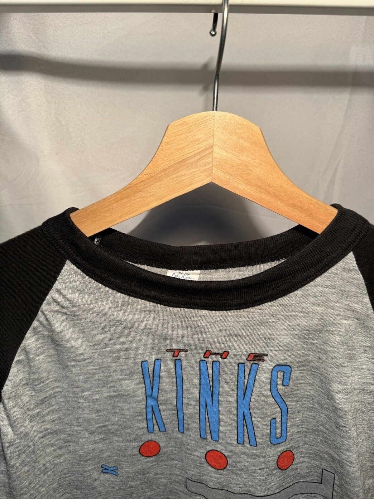 Vtg RARE The Kinks Think Visual World Tour 1987 3/4 Sleeve Baseball T-Shirt SZ L