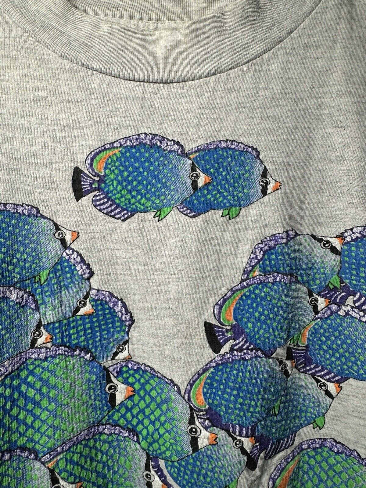 Vintage Tropical Fish Cozumel Mexico Gray T-Shirt Sz M Single Stitch 