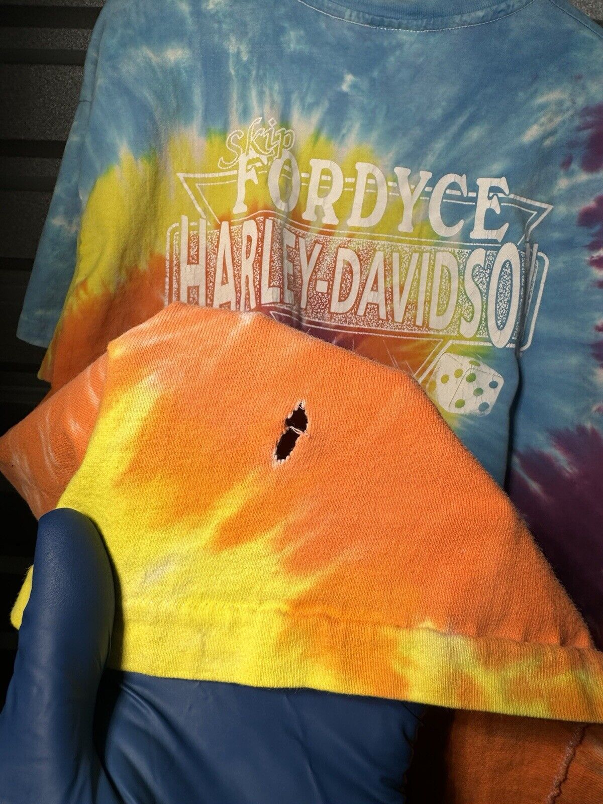 VTG 90s HARLEY DAVIDSON TIE DYE T SHIRT EXTRA LARGE BUILT TO HANDLE ANYTHING 