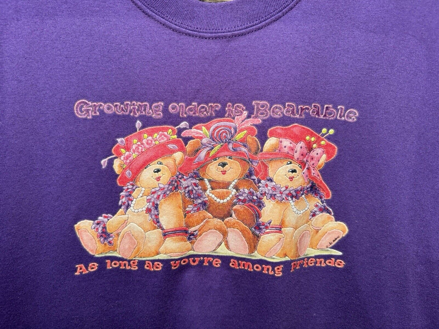 Vintage Growing Older Is Bearable T-Shirt Sz L Purple Quotes Couture Jerzees