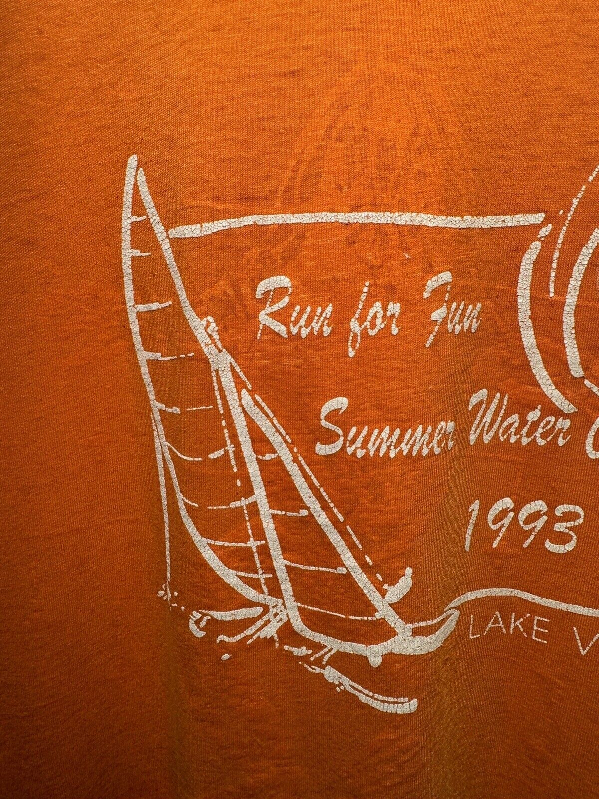 Vintage 80s Run For Fun Carnival T-Shirt M  Fruit Of The Loom USA Made Orange 