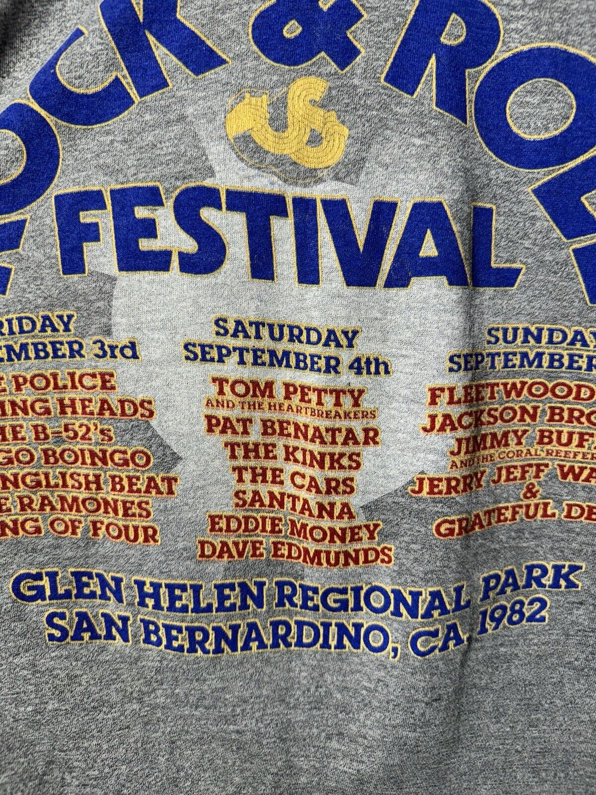 Vintage 1982 US Rock & Roll Festival Band Talking Heads Fleetwood Mac T-Shirt