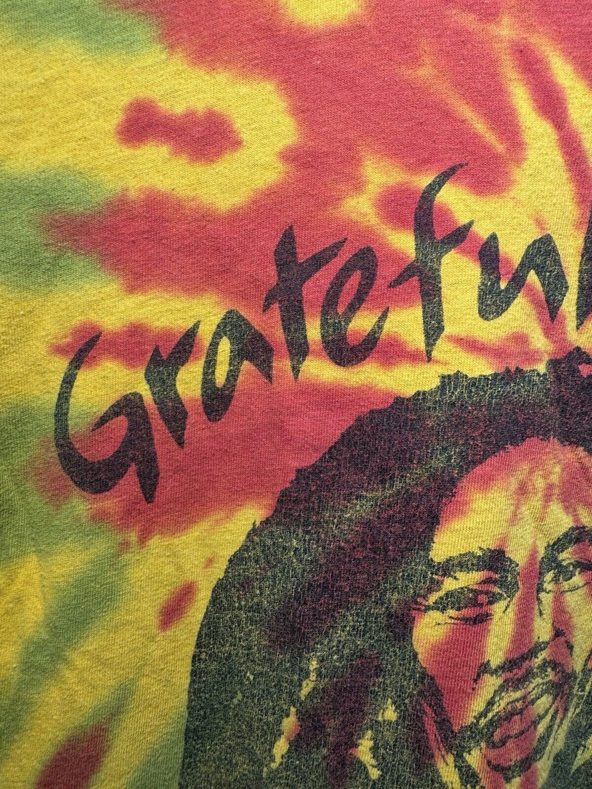 Vintage Grateful Dead Dread Bob Marley T-Shirt Sz L Tie Dye Band Music RARE 80s