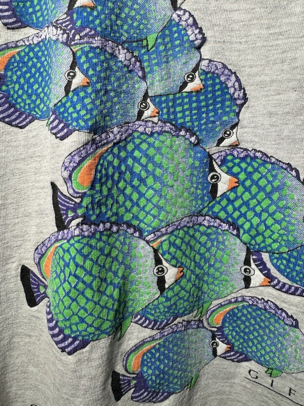 Vintage Tropical Fish Cozumel Mexico Gray T-Shirt Sz M Single Stitch 