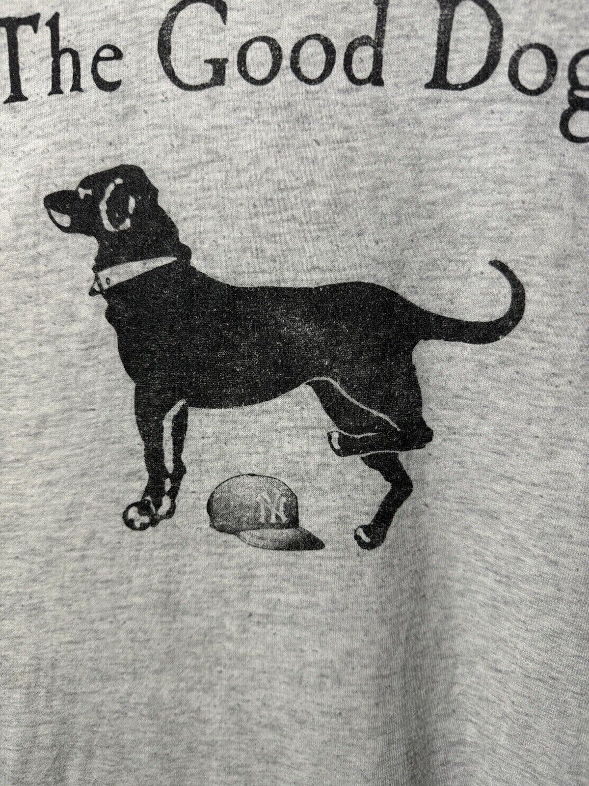 Vintage The Good Dog Yankees T-Shirt Sz XL Gray Paper Thin Hanes Funny 