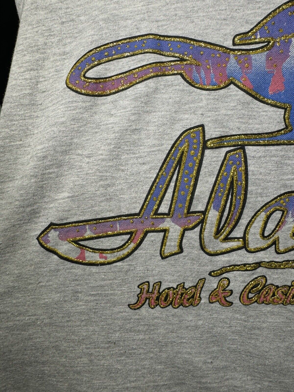 Vintage Aladdin Hotel Rare Single Stitch Puff Print Disney Shirt XL Gray 