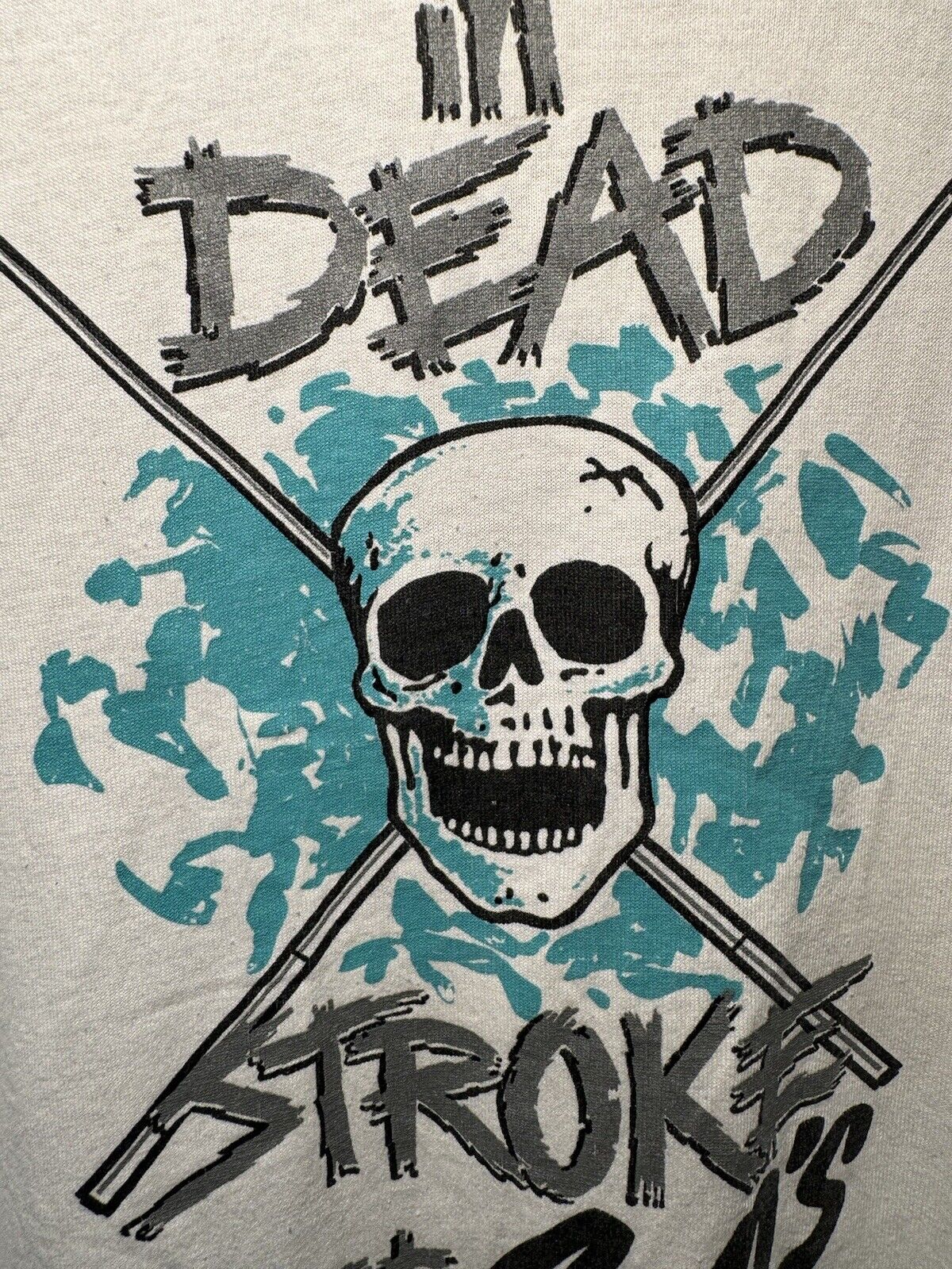 VINTAGE Dead Stroke Dripping Skull Pool Shirt Adult XL Extra Large White Men's