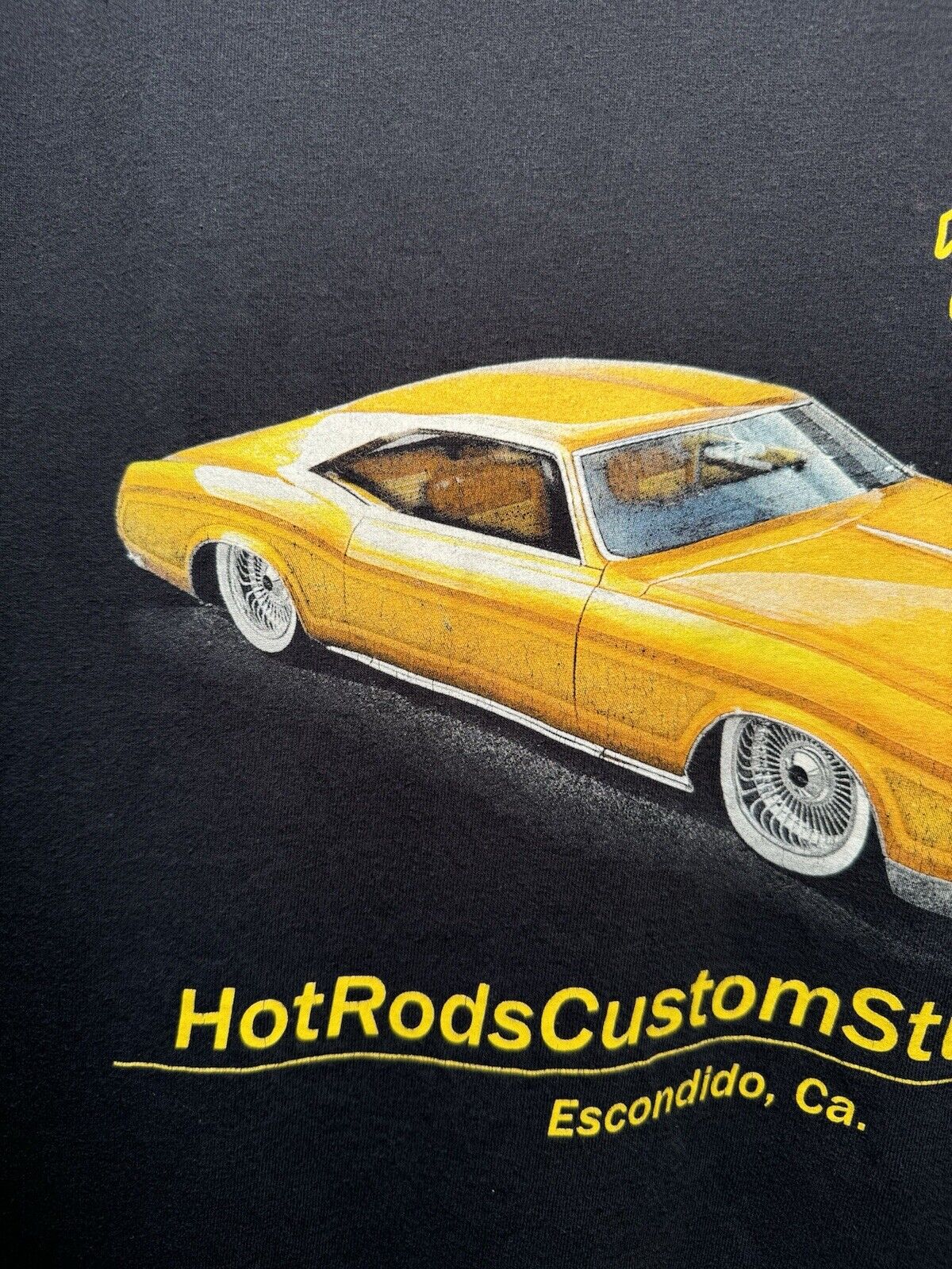 Vintage Hot Rod Custom Shop T-Shirt Sz L Black  Gildan Faded Double Sided 