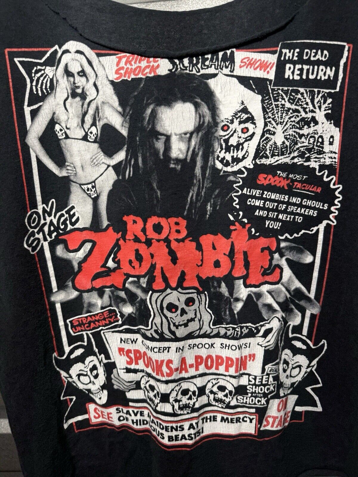 Vintage Rob Zombie Tour T-Shirt Size M Rock Spooks-A-Popping Great Zombie Show