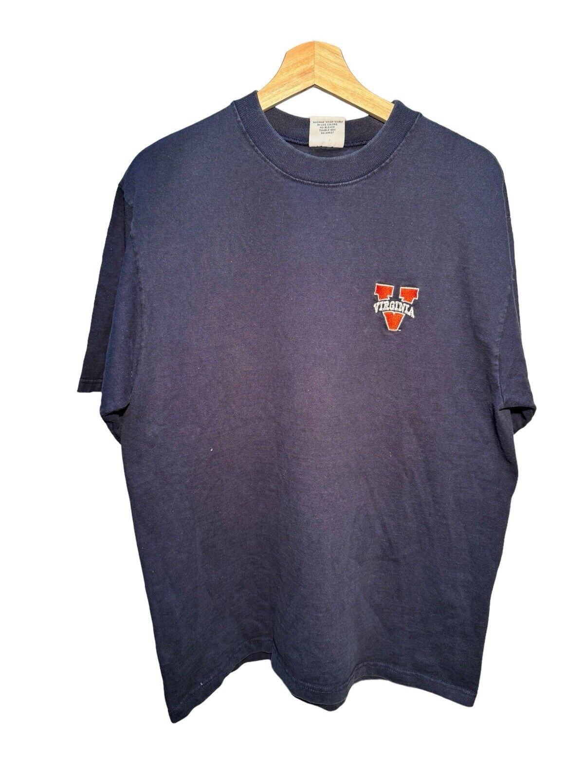 Vintage University Of Virginia Blue T-Shirt Sz L Embroidered Made in USA 