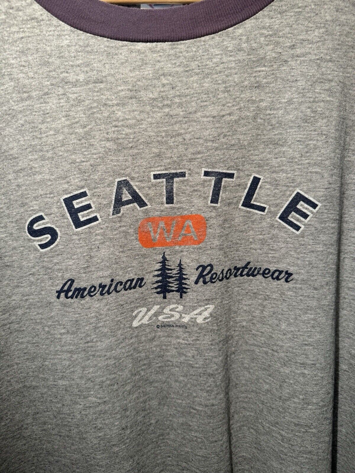 Vintage Seattle Washington USA Gray Ringer T-Shirt Sz XXL Delta Tag  