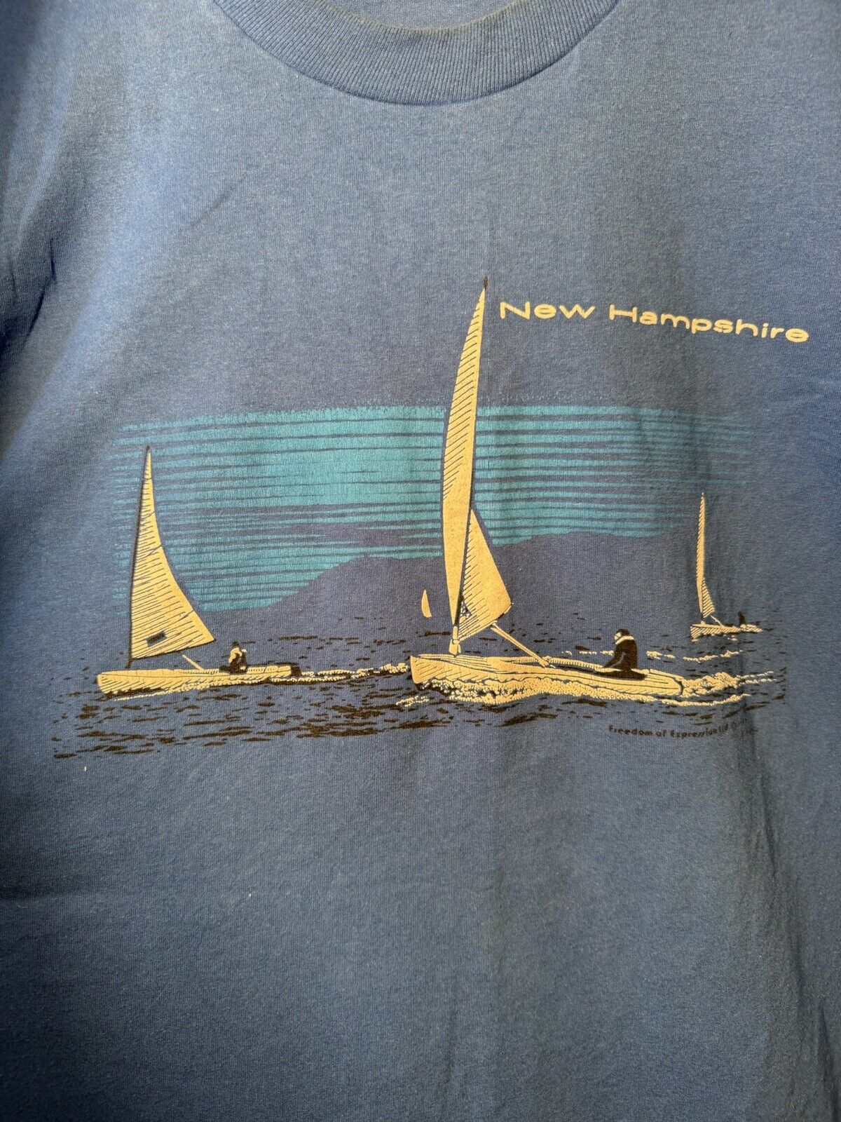 Vintage New Hampshire Sailing T Shirt Sz XL 1988 Single Stitch Boat USA made