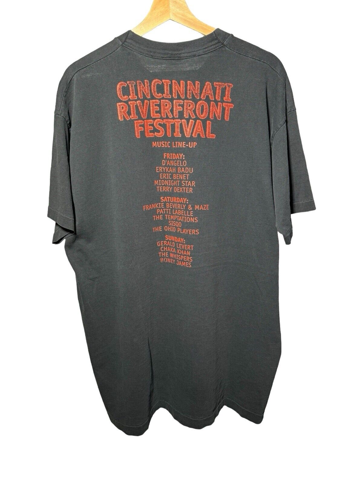 Vtg Cincinnati Riverfront Stadium Festival 90s T-Shirt XL Erykah Badu Dbl Sided 