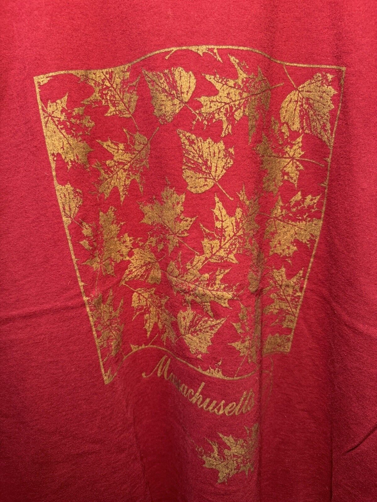 Vintage Massachusetts 1994 T-Shirt Burgundy Sz XL Fruit Of The Loom 