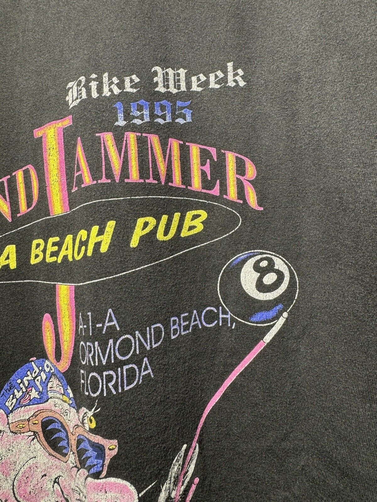 Vintage 1995 Blind Pig Biker T-Shirt Black Sz XXL Wind Jammer Dbl Sided 