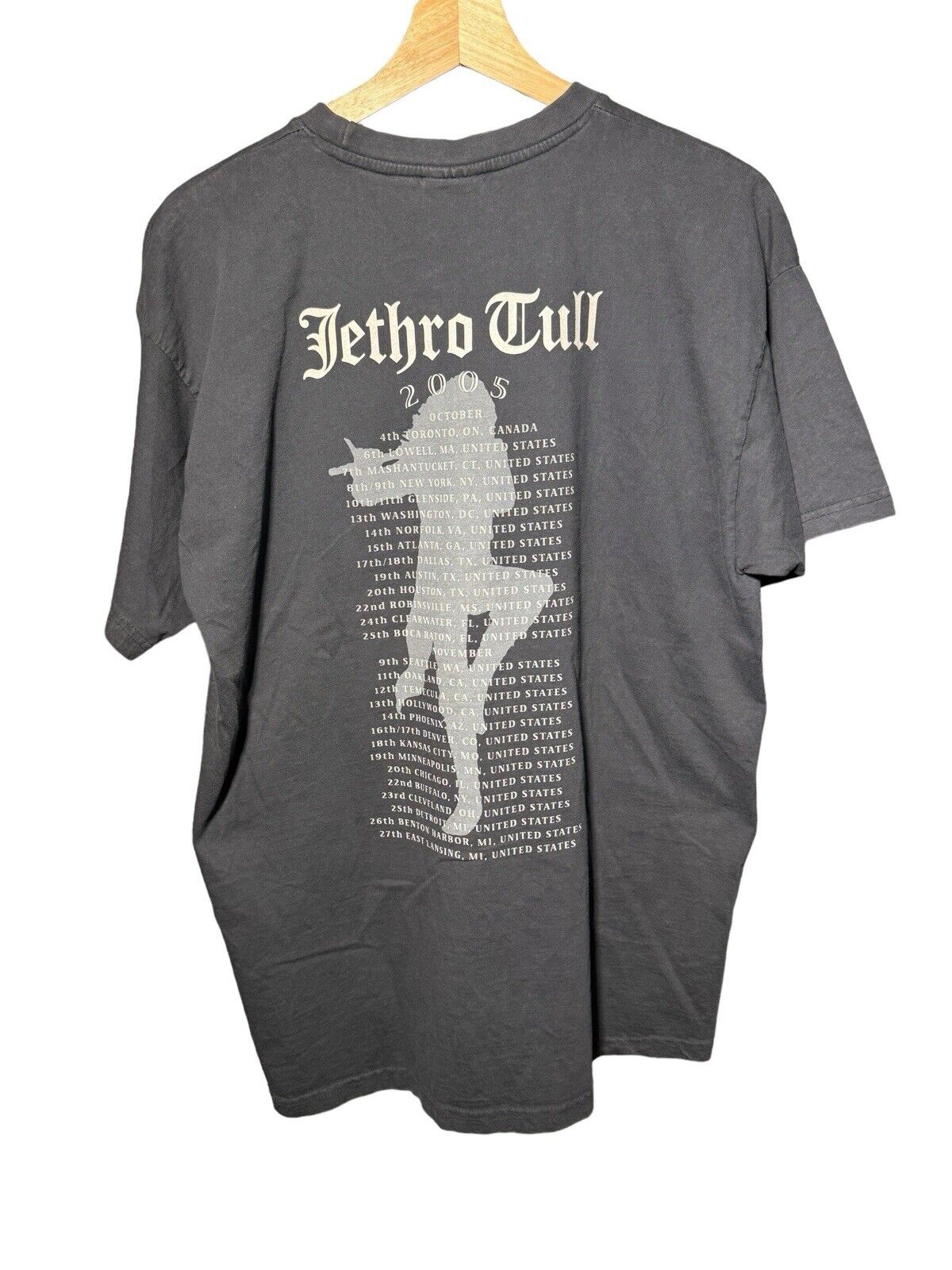 Vintage 00s Jethro Tull Storm Watch Band Tour T-Shirt XL Tee Original Dbl Sided