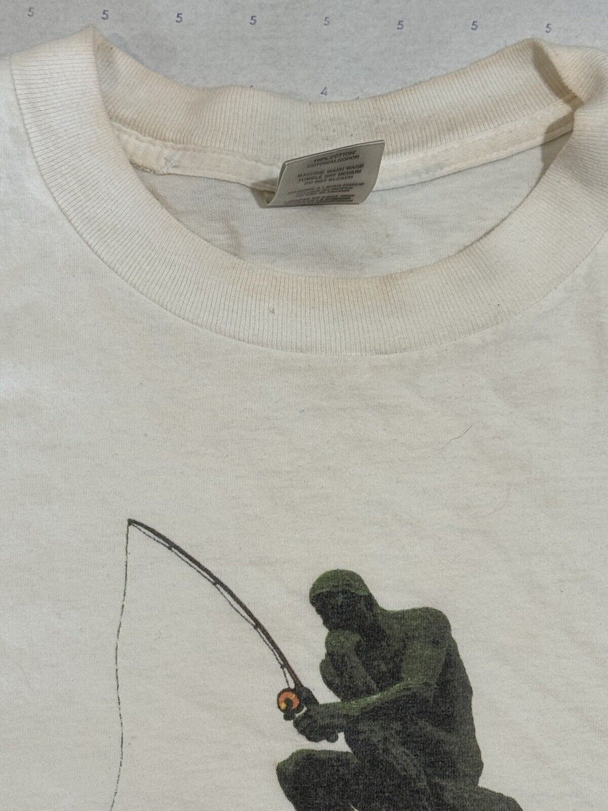 Vintage 90s Hook Line And Thinker Graphic Shirt White XL RARE Fishing Tee