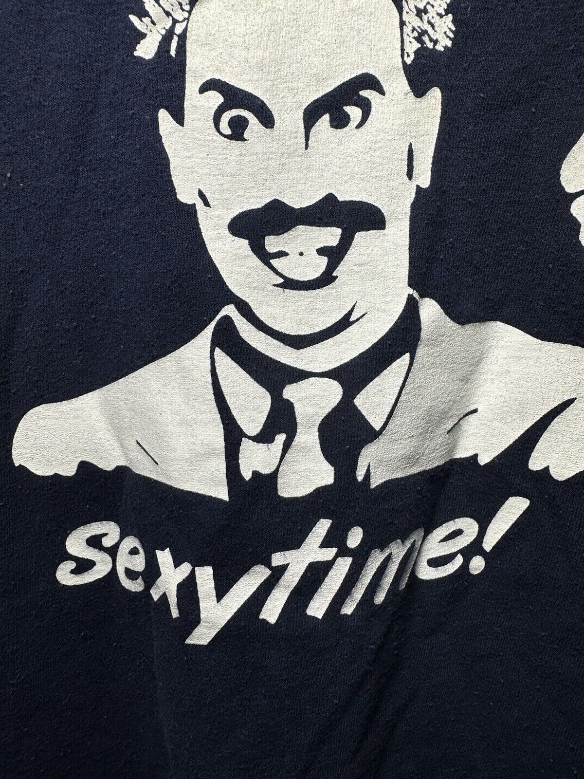 Vintage Borat Movie Promo Sexy Time! T-Shirt Sz L Navy Blue Rare Funny 