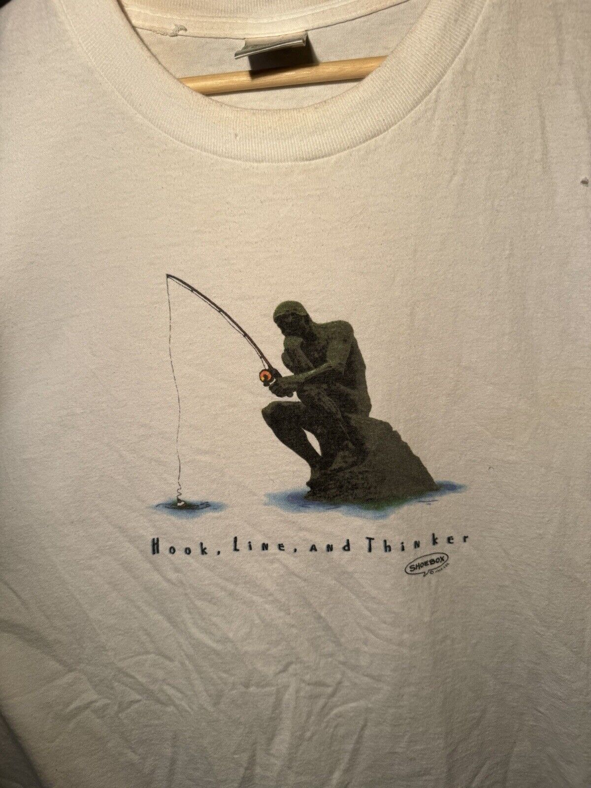 Vintage 90s Hook Line And Thinker Graphic Shirt White XL RARE Fishing Tee