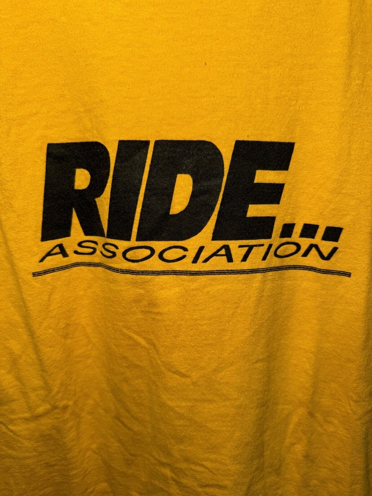 Vintage 90s Ride Association T-Shirt Yellow Sz L Hanes Single Stitch Biker Tee 