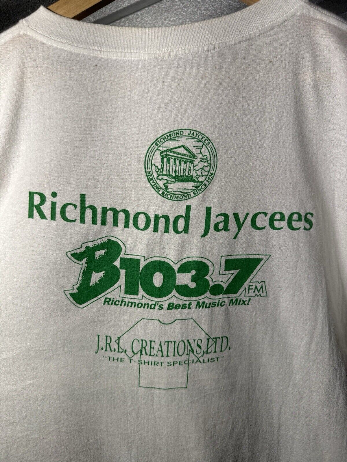 Vintage 1992 Italian Festival Single Stitch White T-Shirt XL Richmond Jaycees