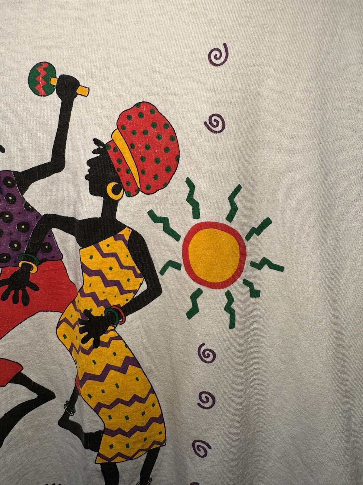 Vintage 90s Hawaii Dancing Tribe T-Shirt Size M Single Stitch Made USA White 