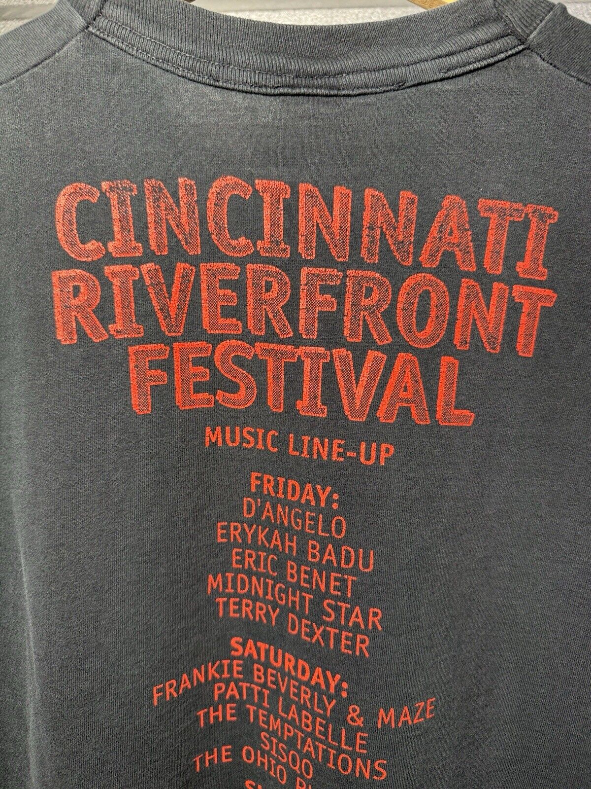 Vtg Cincinnati Riverfront Stadium Festival 90s T-Shirt XL Erykah Badu Dbl Sided 