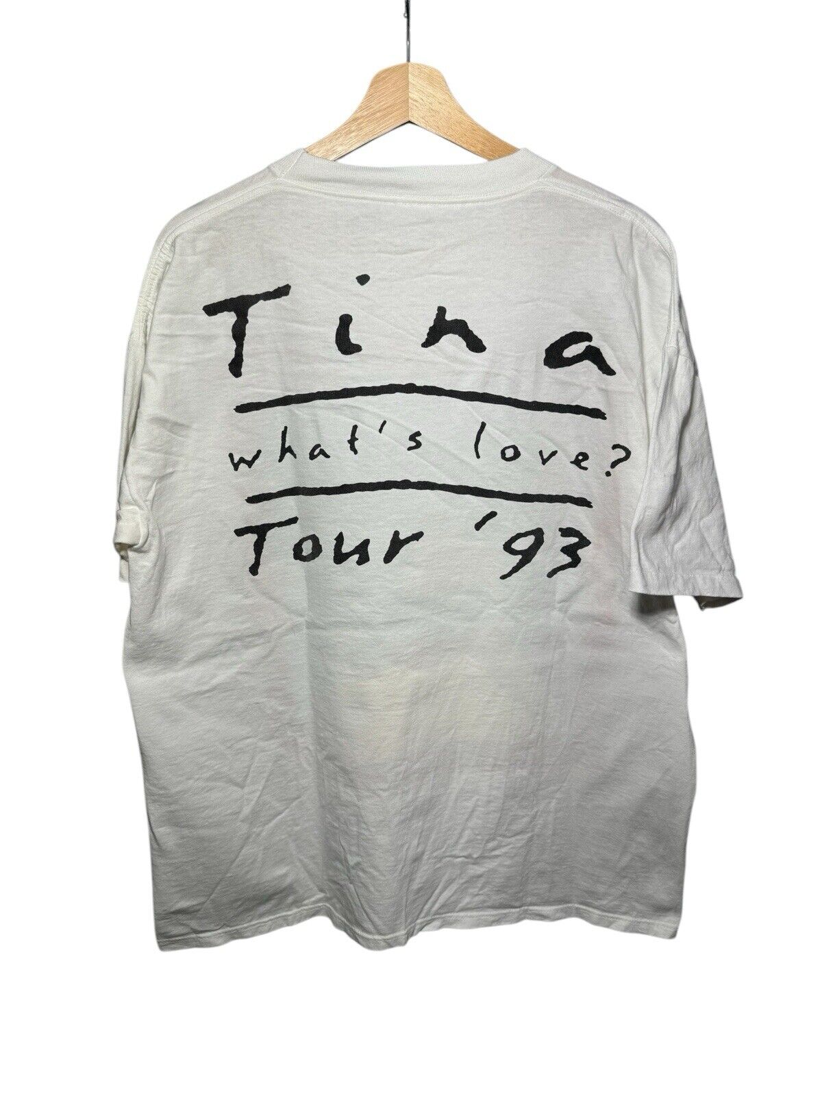 Vintage Tina Turner What's Love Tour 1993 Tee Sz XL  White T-Shirt Dbl Sided 