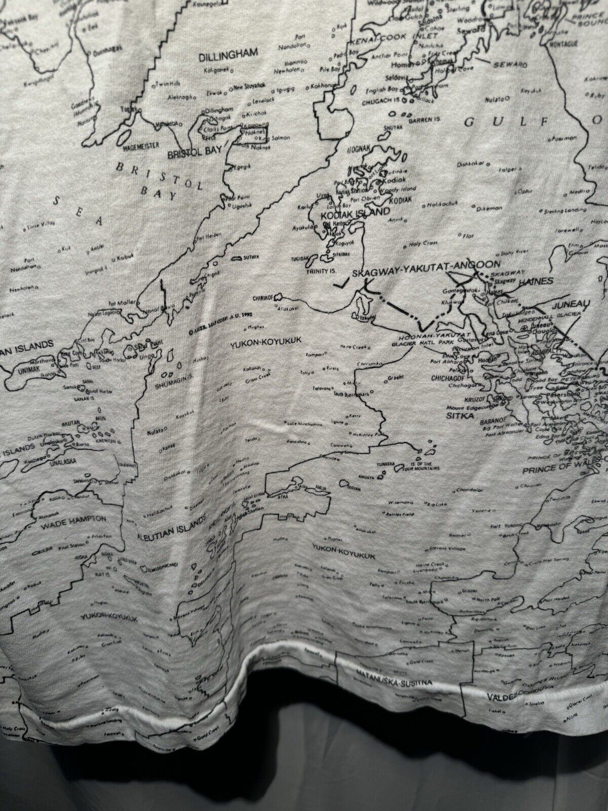 Vintage Alaska State Lakes Roads Highways Map AOP Shirt Size M White 