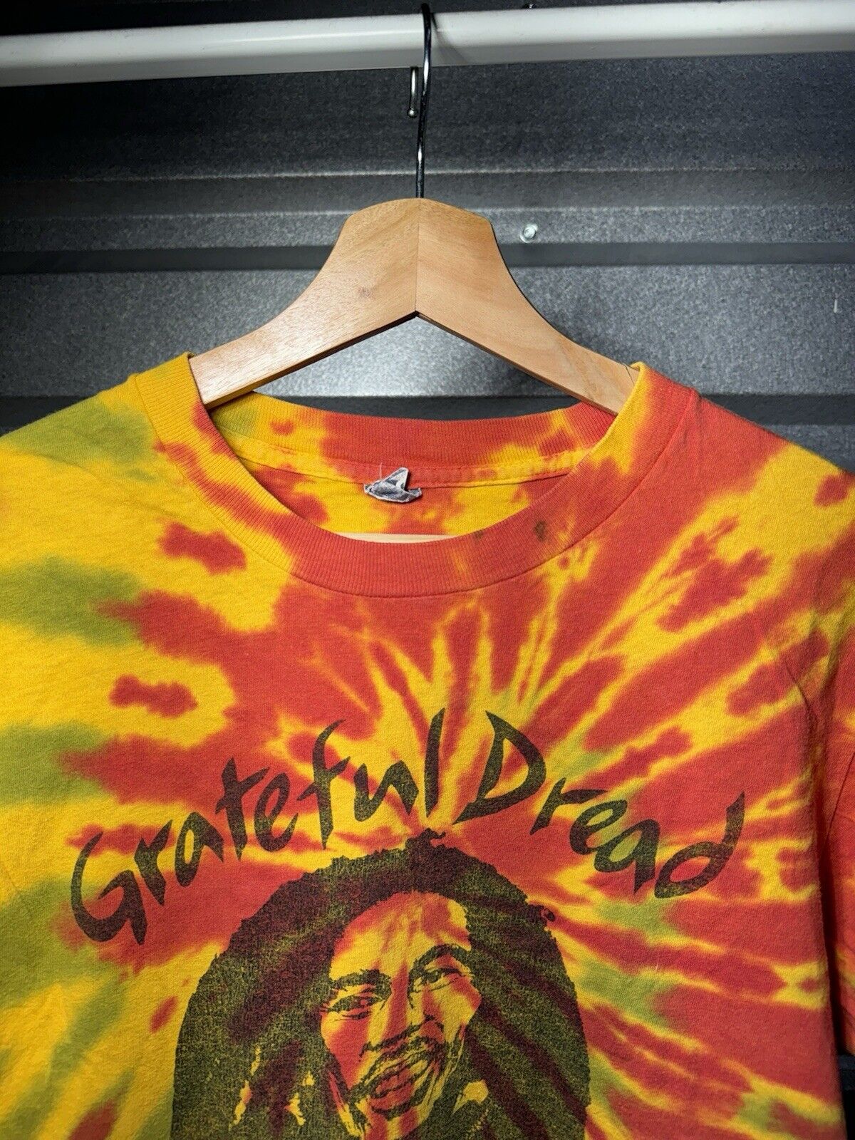 Vintage Grateful Dead Dread Bob Marley T-Shirt Sz L Tie Dye Band Music RARE 80s