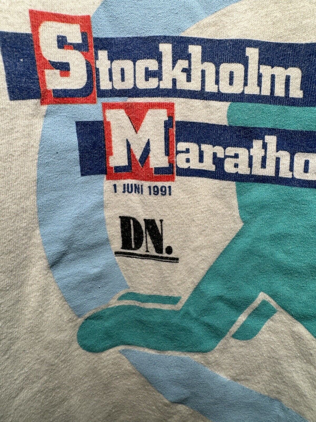 Vintage Stockholm Marathon 1991 T-Shirt Size L White Single Stitch Tee 