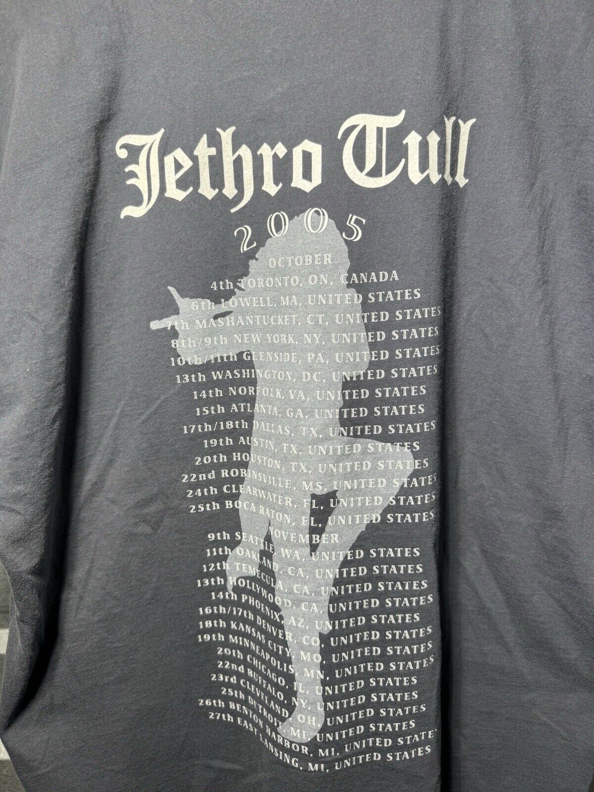 Vintage 00s Jethro Tull Storm Watch Band Tour T-Shirt XL Tee Original Dbl Sided