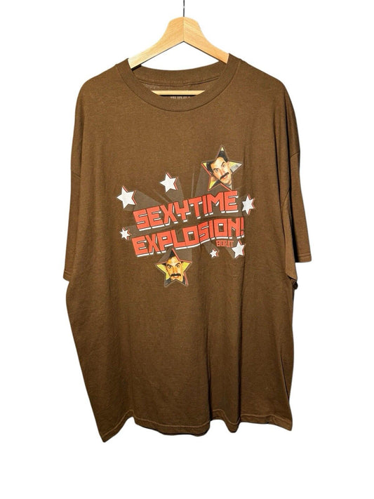 Vintage 2007 Borat Movie Promo Sexy Time Explosion Shirt Brown Size 2XL