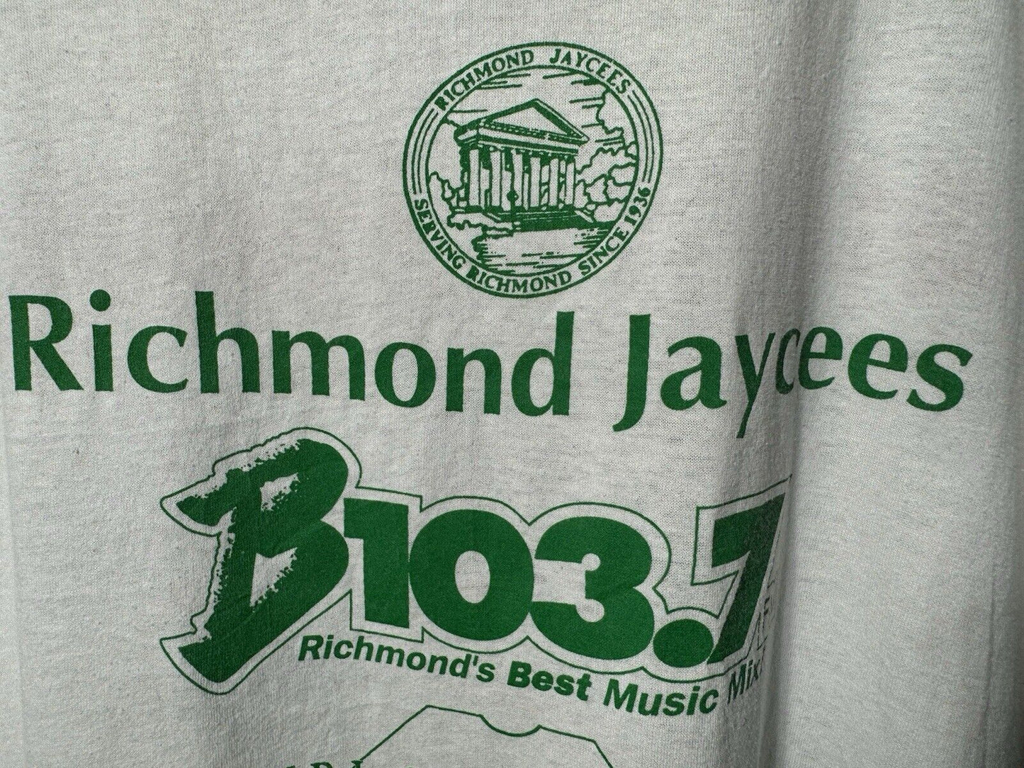 Vintage 1992 Italian Festival Single Stitch White T-Shirt XL Richmond Jaycees