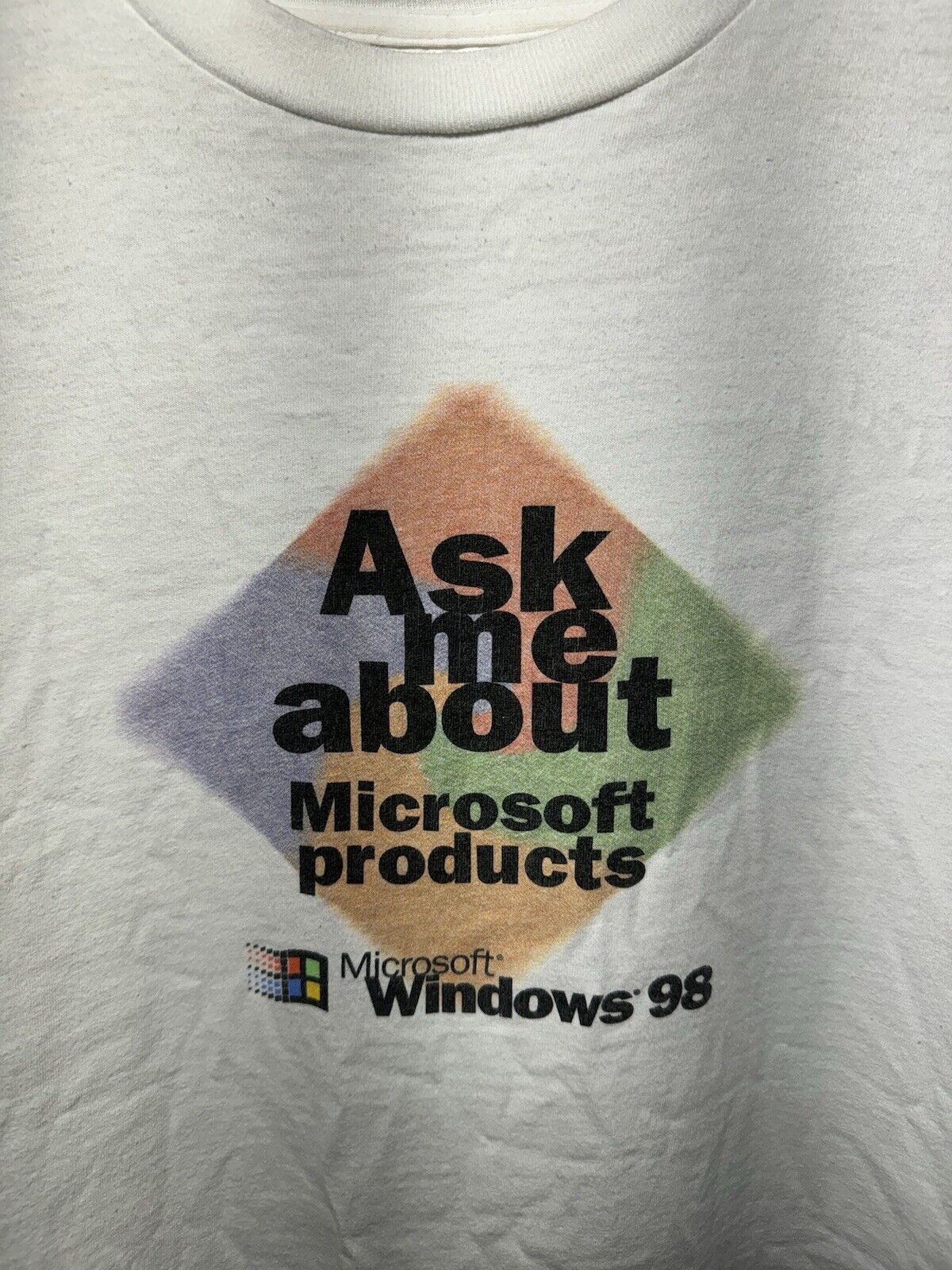 VINTAGE Microsoft Windows 1998 T-Shirt XL White Computer USA Dbl Sided