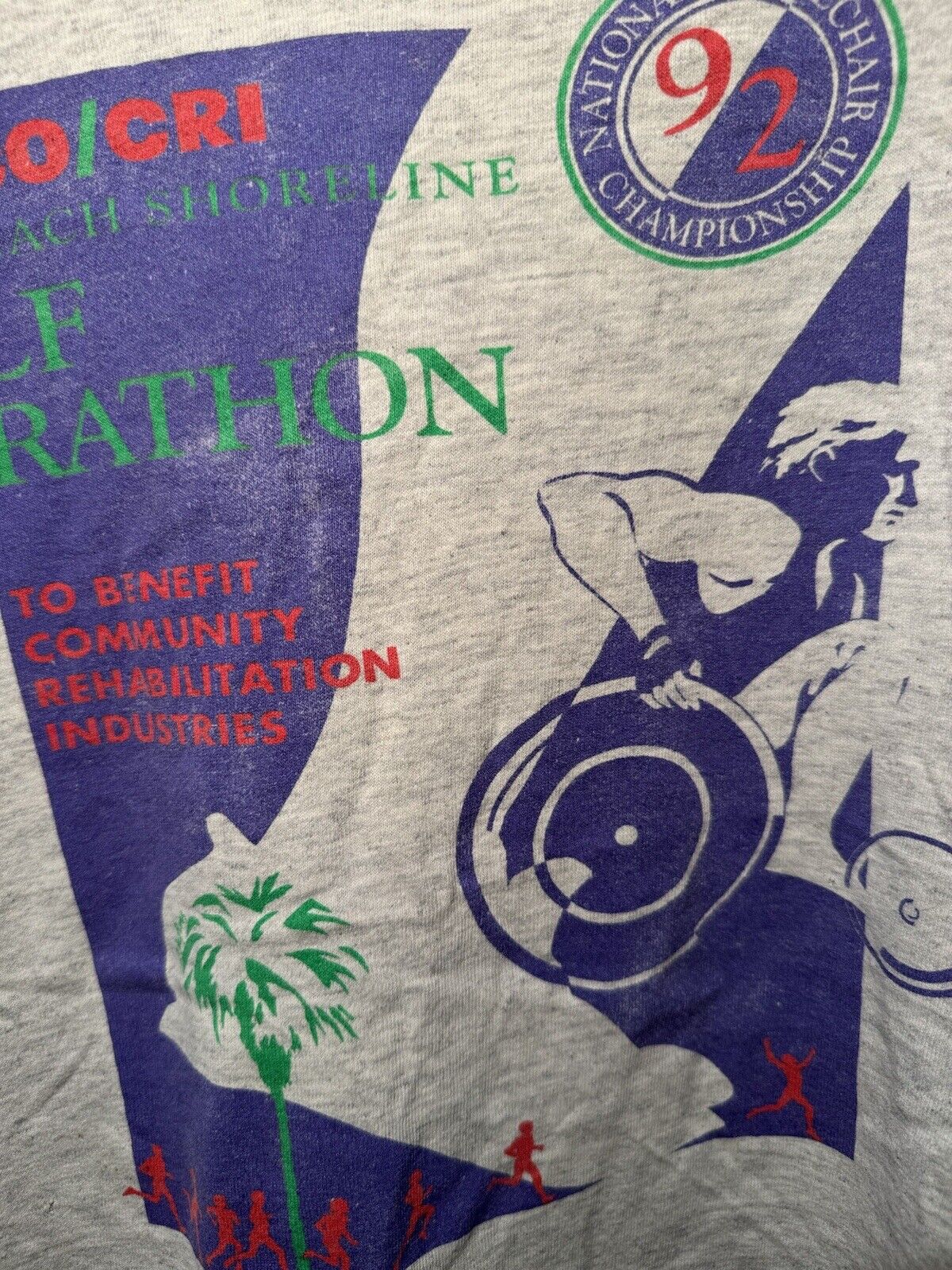 Vintage 1992 National Wheelchair Champions Long Beach T-Shirt Gray Sz XL 