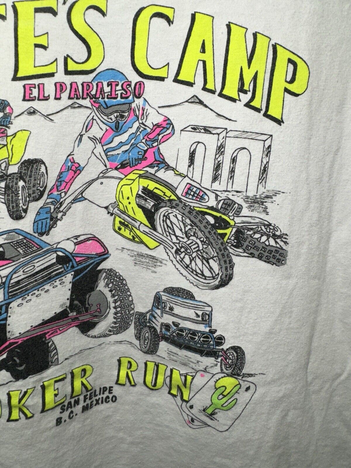 Vintage Pete’s Camp Poker Run T-Shirt 90s White Dbl Sided Hanes XL 