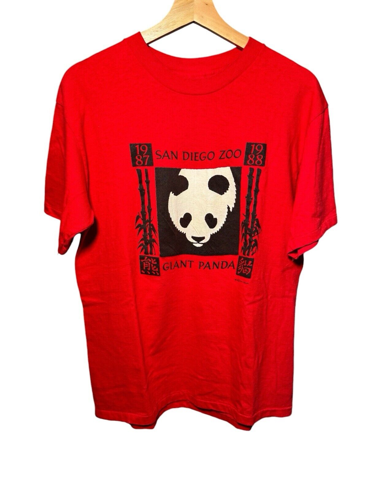 Vintage 1987-88 San Diego Zoo Giant Panda Red Single Stitch T-shirt L